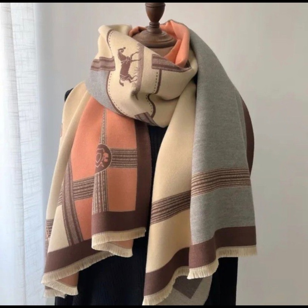 NWOT Huge Cashmere Horse Scarf
